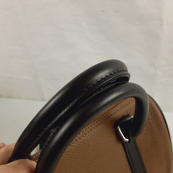 DUYP Melodie Cecile Pebbled Leather Shoulder Bag Brown & Black Satchel W/ Insert - Picture 10 of 16